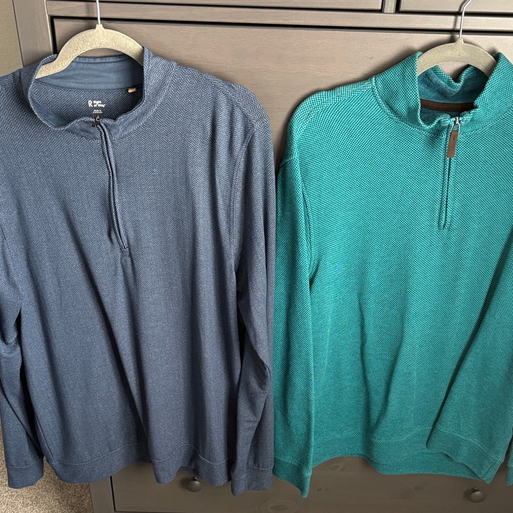 Club Room Men’s Half-Zip Sweaters in Teal and Blue